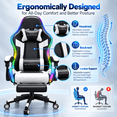 thumbnail image 3 of Mr IRONSTONE RGB Gaming Chair, Ergonomic PC Computer Desk Chair with LED Lights & Linkage Armrests, White and Black, 3 of 10