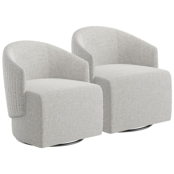 BELLEZE Swivel Accent Chair, Modern Upholstered Swivel Armchair 360 Degree Barrel Chair Comfy Corner Chair for Living Room Bedroom [Set of 2] - Malta (Light Grey)