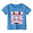 thumbnail image 4 of Toddler Girls Tops & T-Shirts Kids Easter Bunny Graphic Loose Fit Casual Short Sleeve Pullover Tee Shirts Sportwear,Blue,3-4 Years, 4 of 4