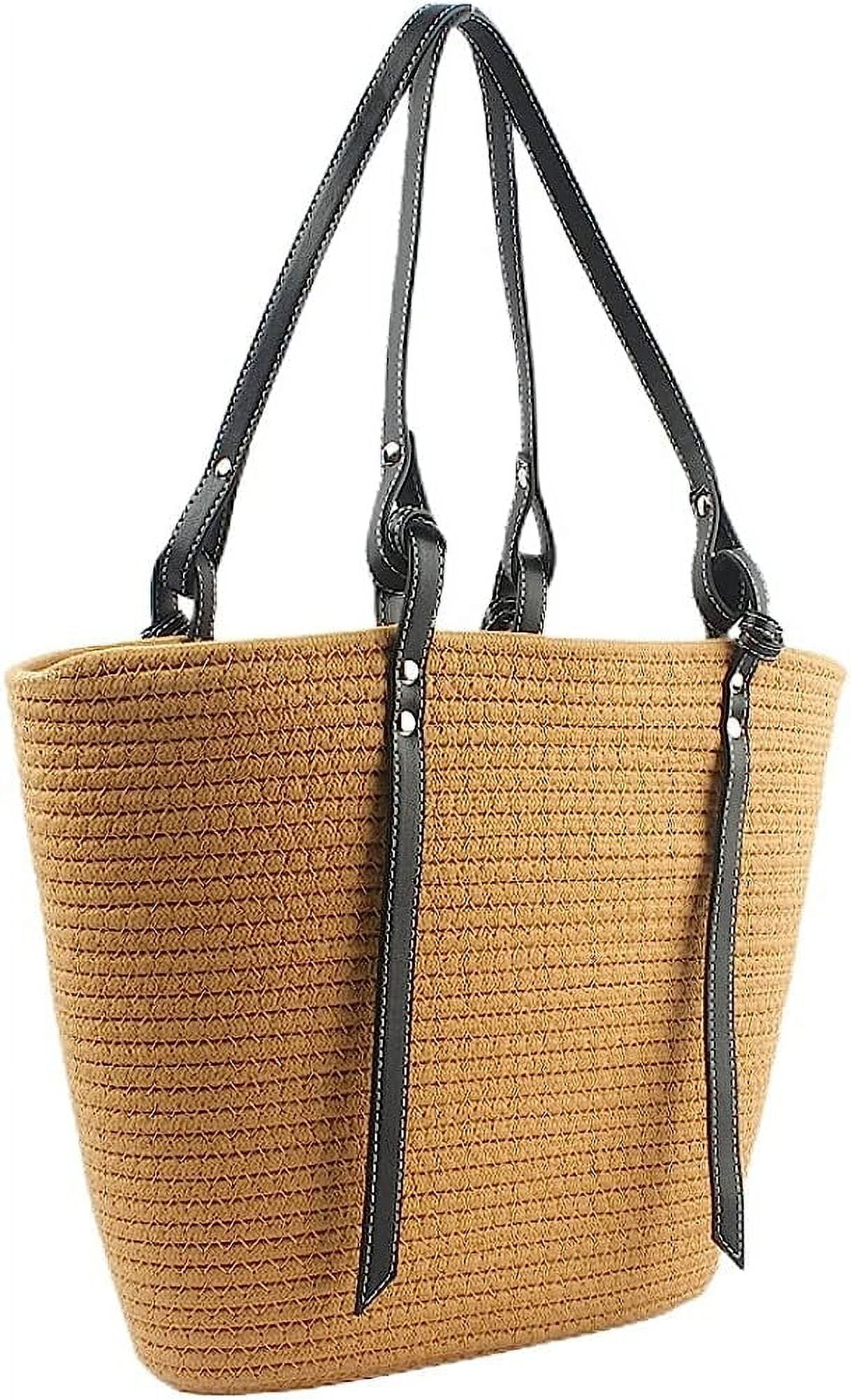 Kukuzhu Straw Tote Bag for Women Large Shoulder Bag Handwoven Handbag Purses Womens Summer Straw Beach Bag