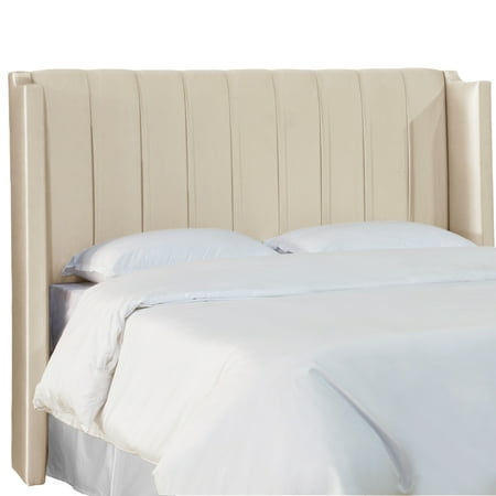 Queen Pleated Wingback Headboard in Shantung Parchment