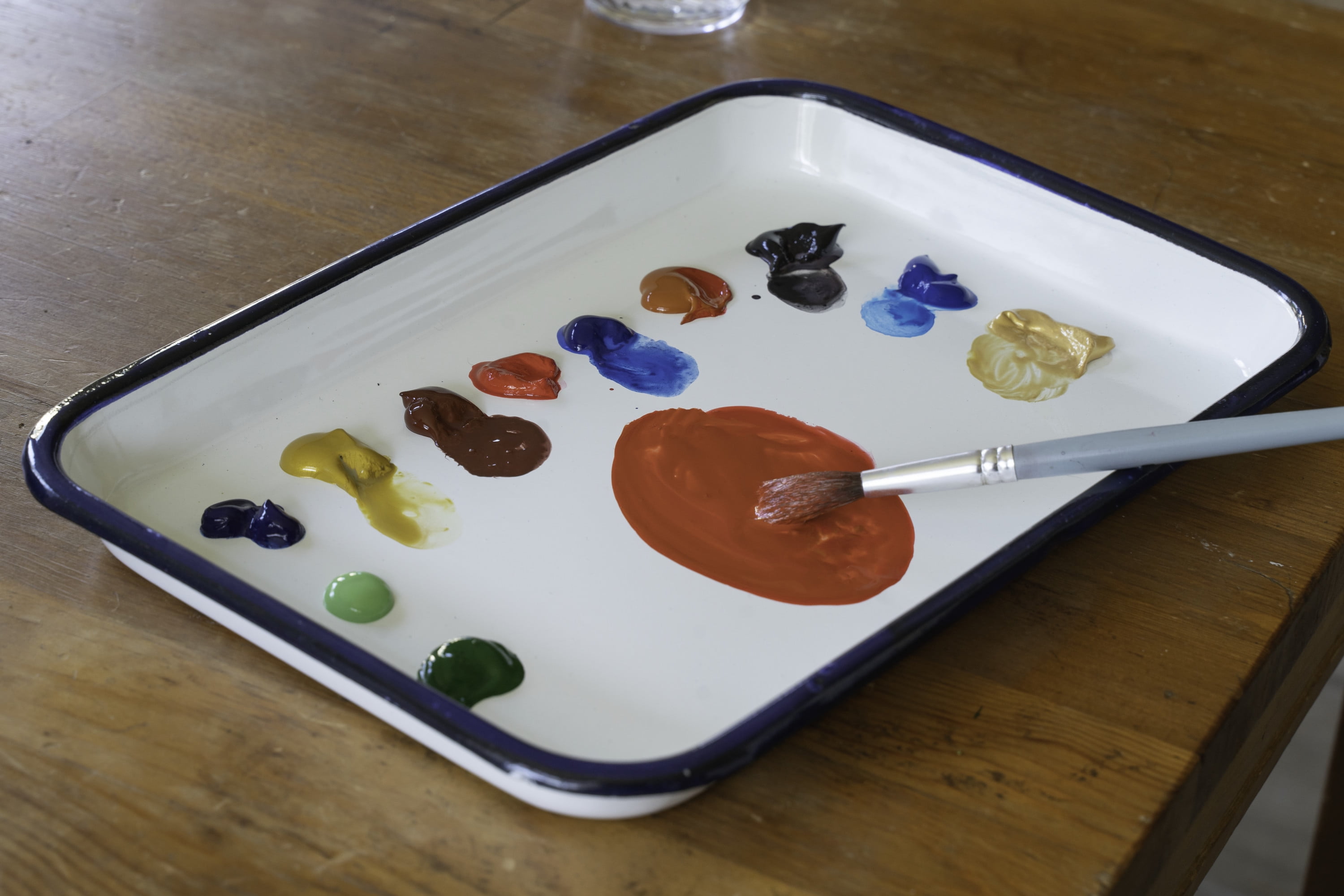 Enamel Butcher Tray 7X10.5 - Perfect as a paint palette or any other crafty  use!