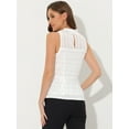 thumbnail image 4 of Unique Bargains Women's Ruffle Neck Keyhole Back Sleeveless Floral Lace Peplum Top White L, 4 of 6