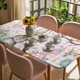 thumbnail image 3 of Pink Easter Bunny Table Cloths for 5 Foot Rectangle Tables, Spring Easter Eggs Floral Buffalo Plaid Patio Waterproof Elastic Fitted Tablecloths, Washable Rectangular Table Cover for Camping, 3 of 8