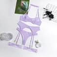 thumbnail image 3 of Conjunto de Sujetador de encaje de 4 piezas para mujer, ropa interior con aros y liguero, lencería Sexy, varios estilos, 3 of 4