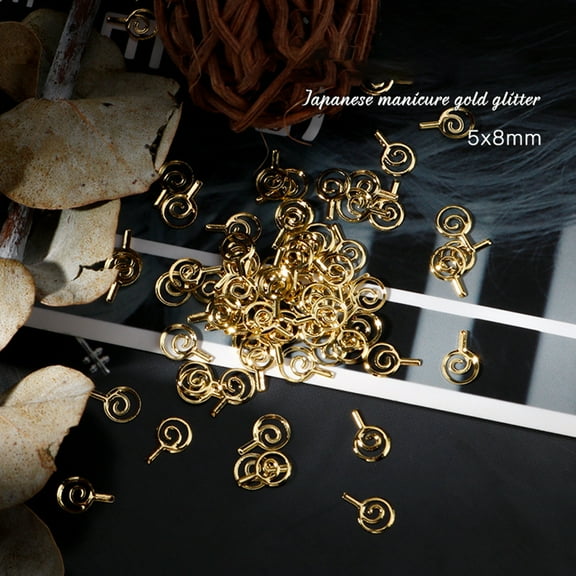 Jiaroswwei 100Pcs/Set Nail Charms Glitter 3D Effect Non-Fading Metal Chip Charms Rivets Nails Decorations for Manicure