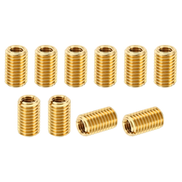 Unique Bargains Brass Threaded Repair Insert Nut, 10 Pcs M12x1.75 to M8x1.25 Thread Sleeve Reducing Nut Screw Reducer 20mm