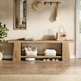 thumbnail image 4 of Finmind 59" Extra Long 2-Tier Entryway Bench, Farmhouse Wooden Shoe Storage Bench with Open Shelves, End of Bed Seat for Entryway, Hallway, Bedroom, Living Room, Natural, 4 of 7