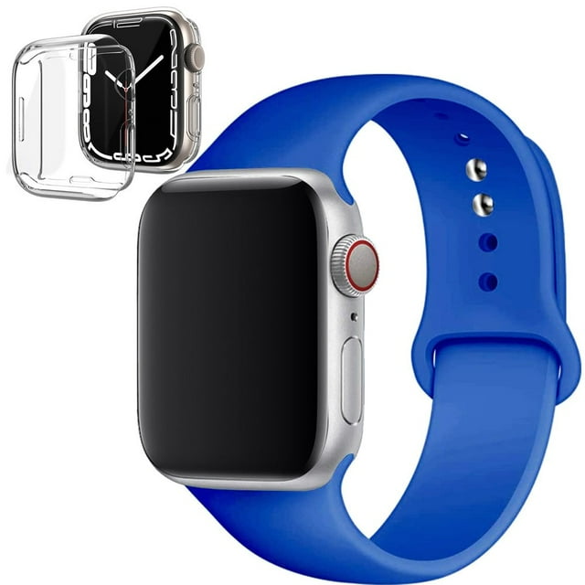 ALMNVO Silicone Band for Apple Watch Bands 40mm with Silicone Case,Clear Screen Protector Cover with iWatch Band Sport Replacement Wristband for Apple Watch Series 6 5 4 SE Strap -Royal Blue