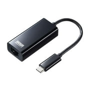 Sanwa Supply LAN Adapter USB Type C-Wired LAN conversion Gigabit Black USB-CVLAN2BK// Adapter usb
