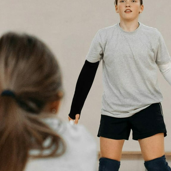 HONMEET Padded Arm Sleeves for Women, Black Volleyball Compression Sleeves, 2 Pieces, Arm and Support