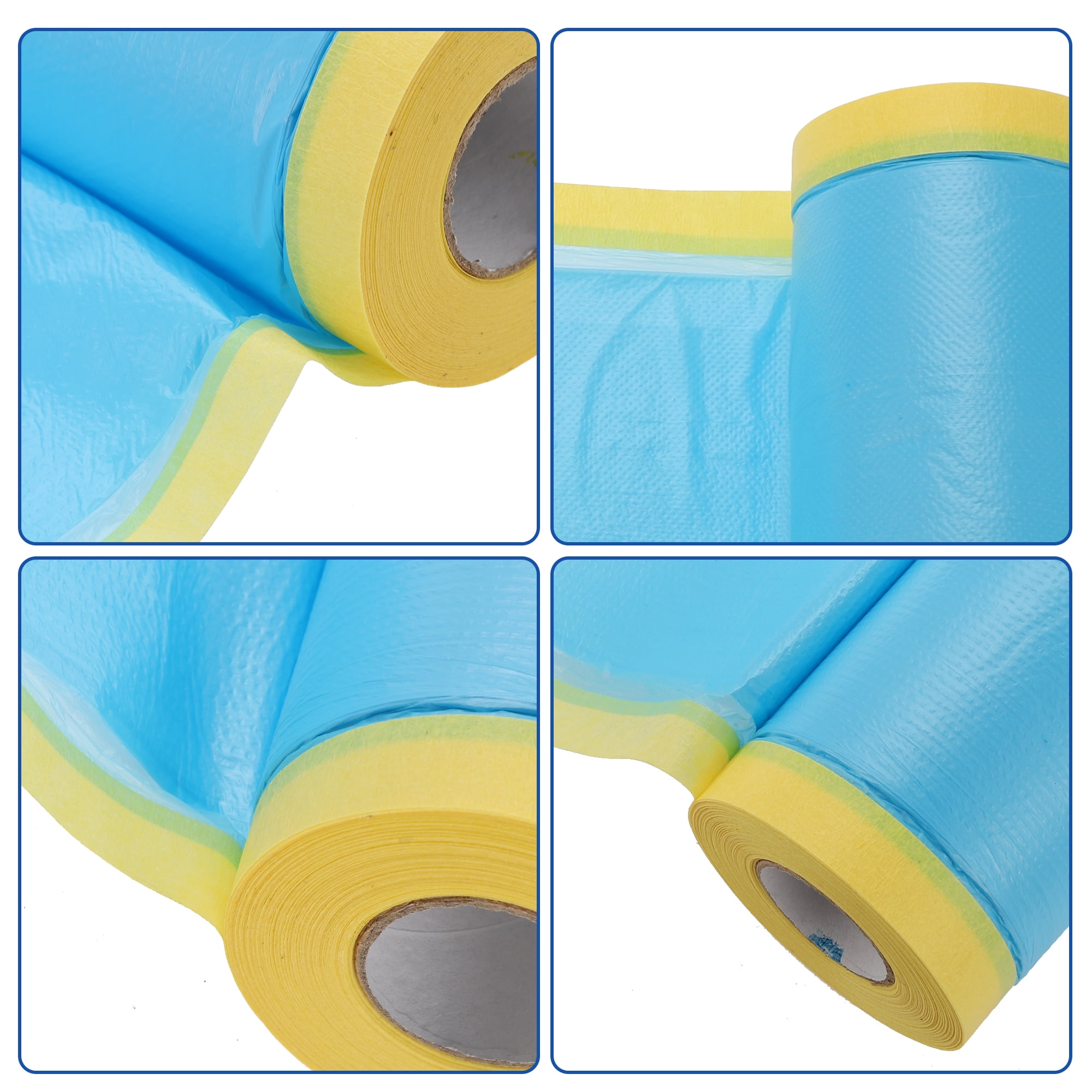 Unique Bargains Masking Paper with Tape 2000x55cm / 65.62ftx21.65" 1 Set Pre-Taped Paper Film Kit Blue Yellow