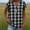 Black, variant on Short Sleeve Button Down Shirts for Women Gingham Plaid Tops V Neck Casual Loose Blouse