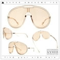 thumbnail image 2 of Super Oversized Curved Top Shield Racer Plastic Fashion Sunglasses Beige, 2 of 8