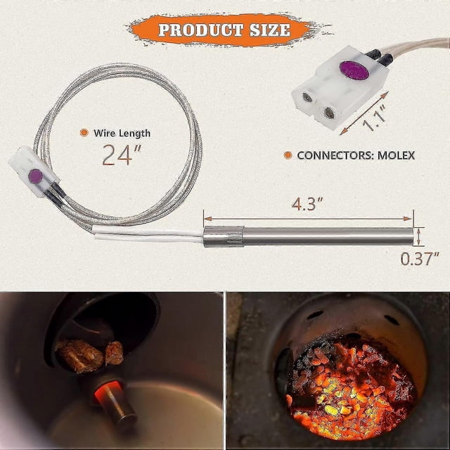 2 Packs Upgraded Pellet Grill Igniter Replacement for Pit Boss Camp Chef Smokers, Hot Rod Ignitor Parts Kit with 2pc Fuse, 200W 120V