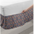 thumbnail image 2 of Ethnic Bed Skirt, Vivid Colored Ornament with Zig Zag Lines Symmetric Geometric, Elastic Bedskirt Dust Ruffle Wrap Around for Bedding Decor, 4 Sizes, Blue Orange, by Ambesonne, 2 of 2