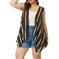 thumbnail image 3 of Agnes Orinda Women's Plus Size Irregular Hem Boho Striped Sleeveless Cardigan, 3 of 6
