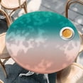 thumbnail image 4 of Teal Pink Ombre Round Tablecloth 36-44 Inch Round Fitted Table Cloth with Elastic Edge, Modern Gradient Abstract Art Waterproof Table Cover Protector for Outdoor Picnic Party Dining, 4 of 9