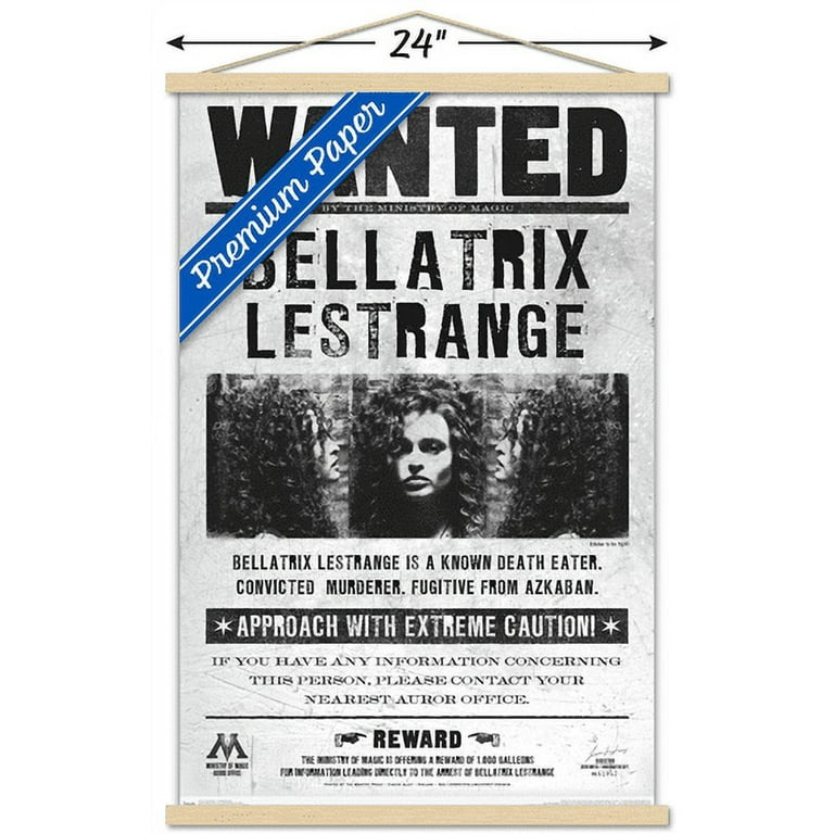 the-wizarding-world-harry-potter-bellatrix-wanted-poster-wall-poster-with-wooden-magnetic-frame-22-375-x-34-walmart-com