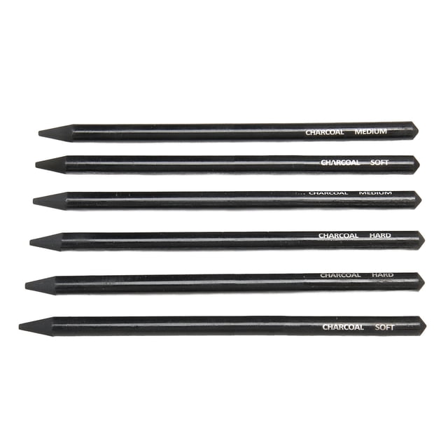 6pcs Charcoal Pencils Set Easy to Color Prevent Breakage Drawing Pencils for Sketching Drawing Shading