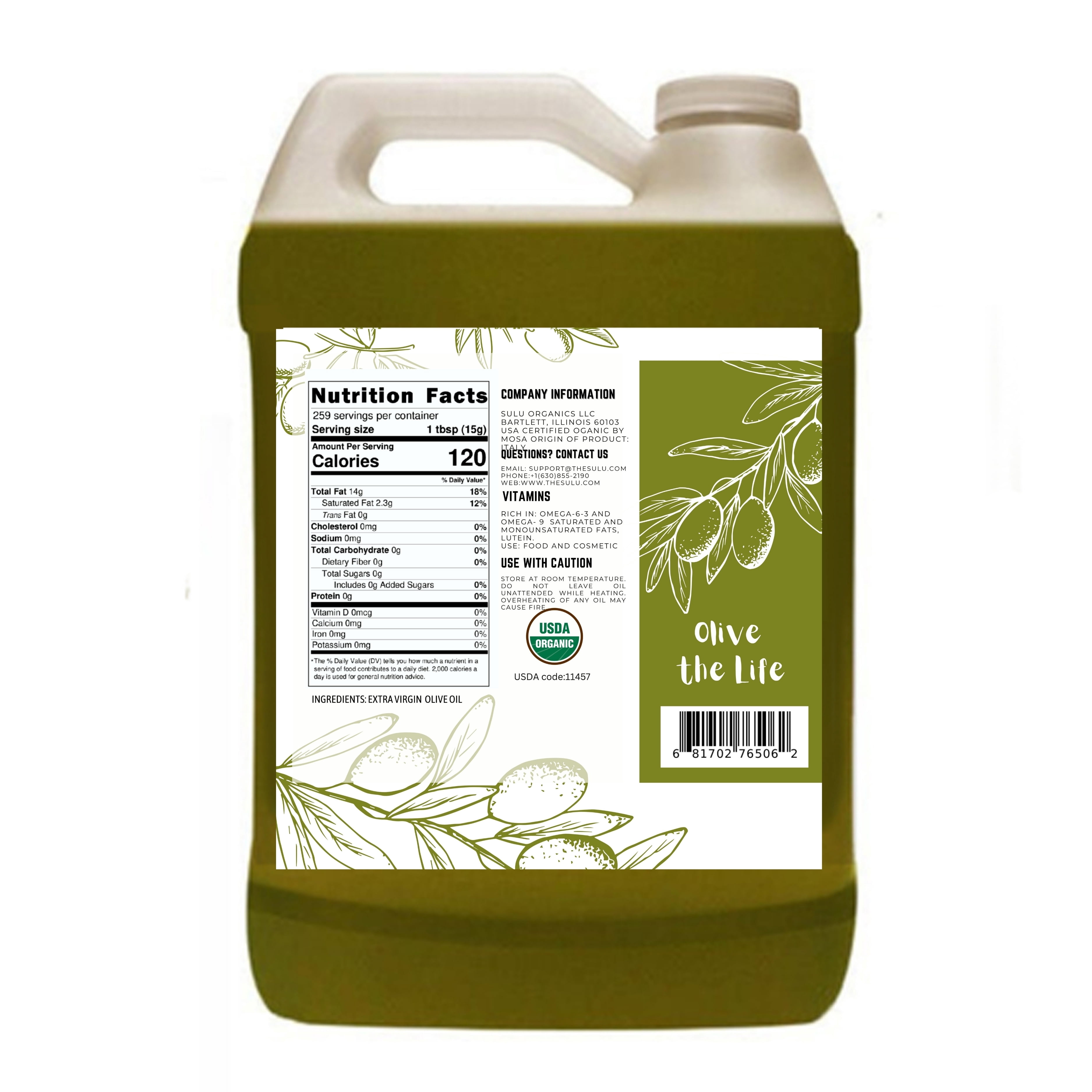 1 GALLON OF 100% Pure Organic Extra virgin Olive oil Unrefined