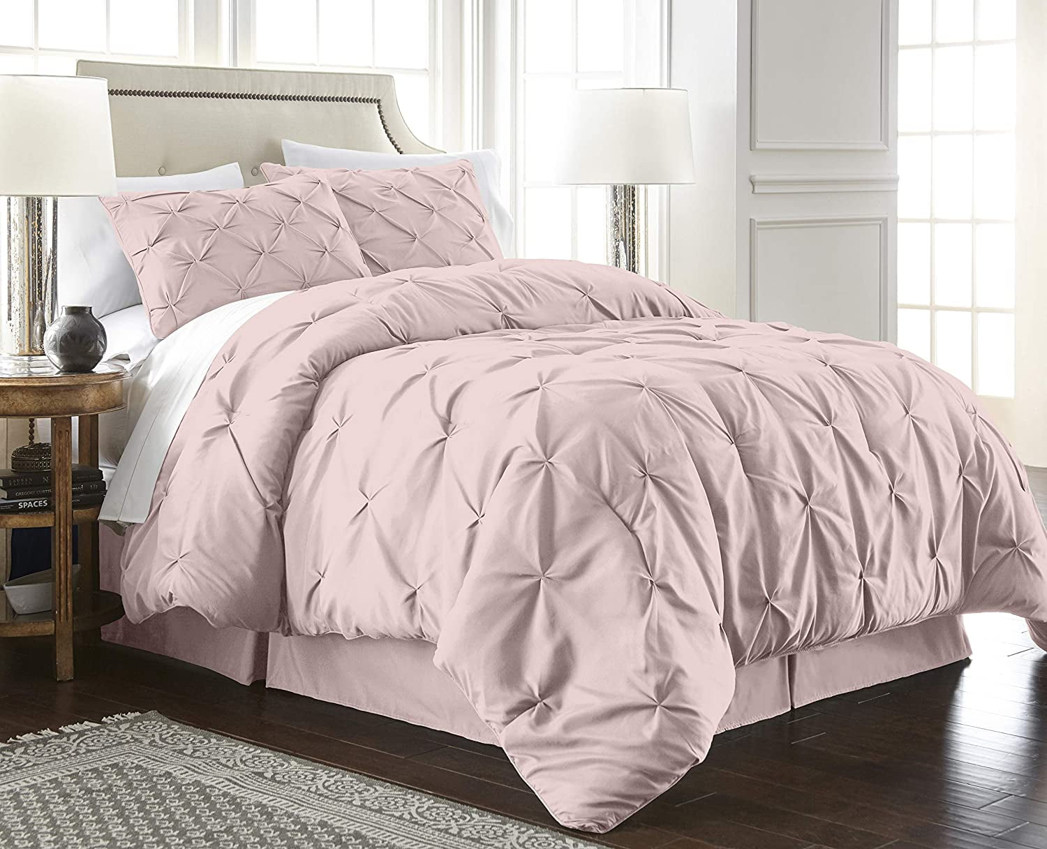 Chezmoi Collection Berlin 3Piece Pinch Pleated Pintuck Comforter Set