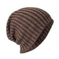 thumbnail image 2 of Holzkary Winter Hats for Men Women Fleece Lined Beanie Warm Cuffed Soft Knit Outdoor Skull Cap Stripe Hat Winter Plus Velvet Hat Outdoor Cycling Warmth Unsix Hood Ski Hat Khaki One Size, 2 of 4
