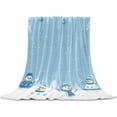 thumbnail image 2 of Christmas Snowman Throw Flannel Blanket 50x60In Winter Blue White Snowflakes Super Soft Cozy Bed Blanket, Lightweight Plush Fuzzy Bed Throw for Bedroom Sofa Couch Living Room, 2 of 4