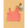 thumbnail image 4 of Kids Girls Breathable Vest Little Girls Sleeveless Sloping Shoulder Solid Tank Tops Summer Casual Crop Tops 2-8Y, 4 of 8