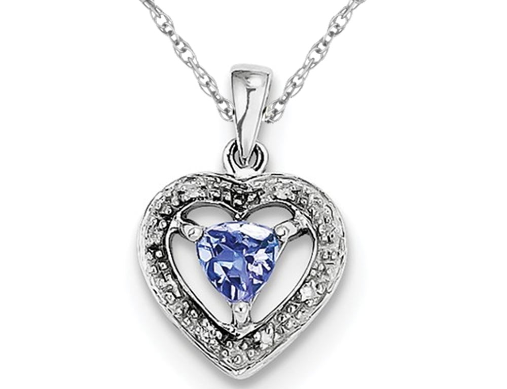 Gem And Harmony Sterling Silver Tanzanite Heart Pendant Necklace with