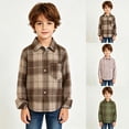thumbnail image 3 of Long Sleeved Plaid Shirt Boy'S Color Block Cardigan Lapel Top,Plaid Lapel Shirt 5-6Years, 3 of 6