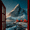 Window, variant on Norway Red House Window Canvas Wall Art, Lofoten Snow Mountain Print, Ready to Hang Home Decor