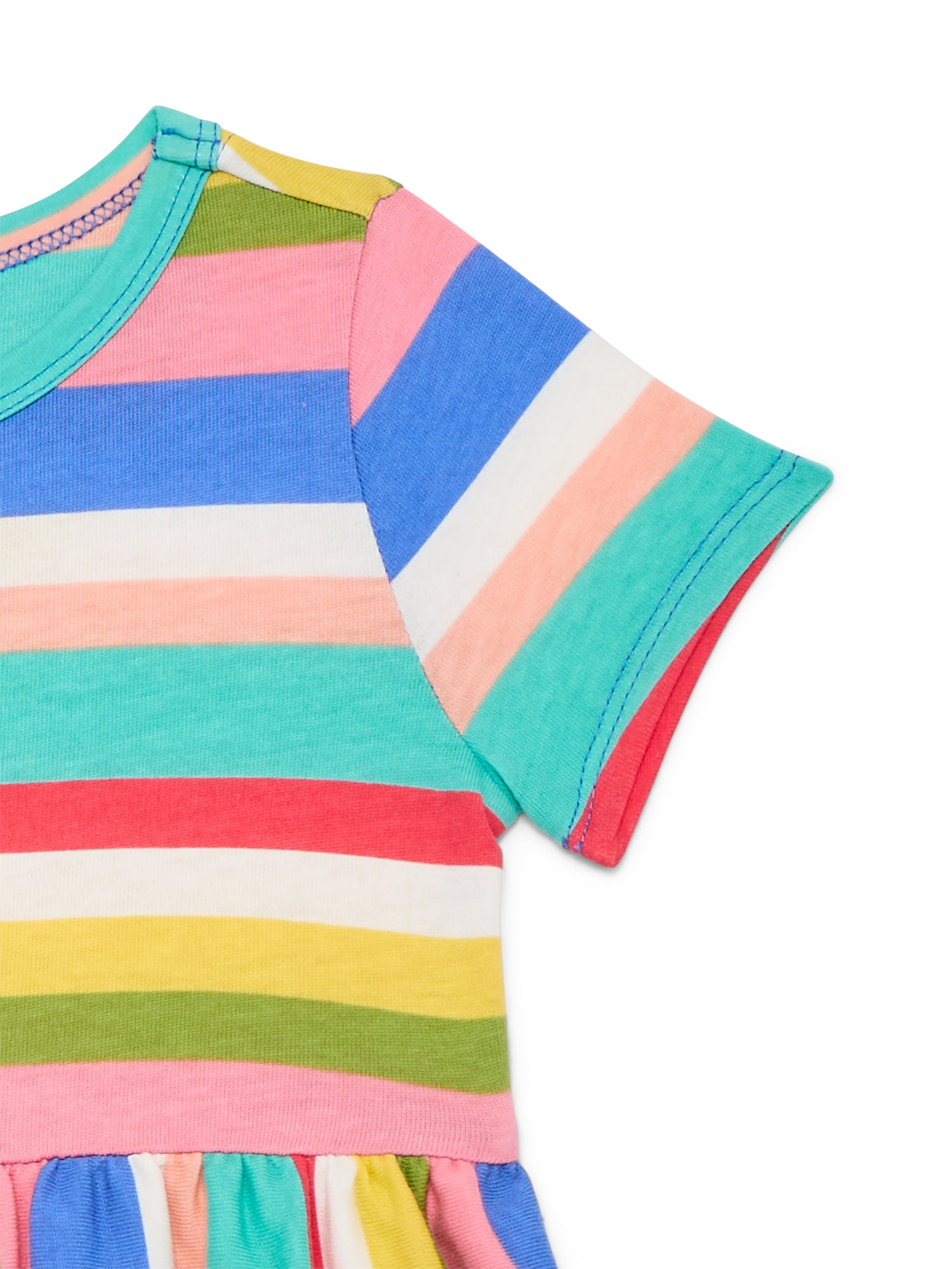 Wonder Nation Baby and Toddler Girls Play Dress with Short Sleeves, Sizes 0/3M-5T