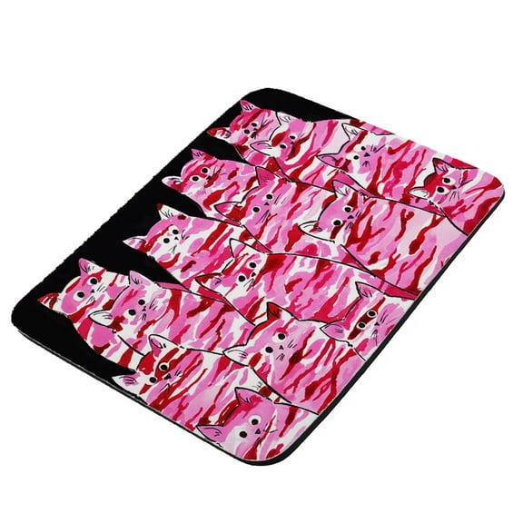 Pink Camo Camouflage Kitties Abstract Cat Art by Denise Every - KuzmarK Mousepad / Hot Pad / Trivet