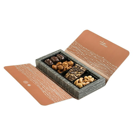 Sweet and Salty Variety of Chocolate and Nuts-Gourmet Chocolate and Nuts 4 section corporate gift box