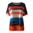 thumbnail image 3 of CHGBMOK Hauts d'Été Grande Taille pour Femmes Mode d'Été Femmes Épissage Ample Col Rond Imprimé Décontracté Manches Courtes Hauts d'Été Plage en Liquidation, 3 of 3
