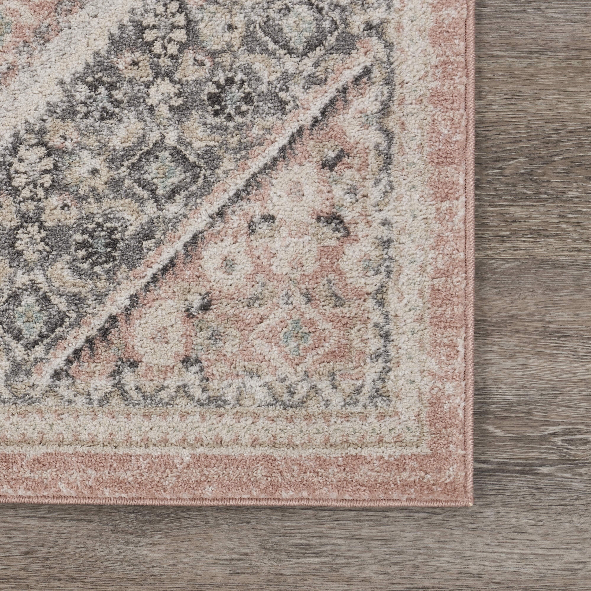 Ox Bay Diana 2' x 3' Pink/Ivory Medallion Stain and Fade Stain Resistant Indoor Area Rug
