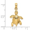 thumbnail image 3 of 14k Yellow Gold Casted Solid Textured and Polished Finish Turtle with Textured Shell Charm Pendant, 3 of 4