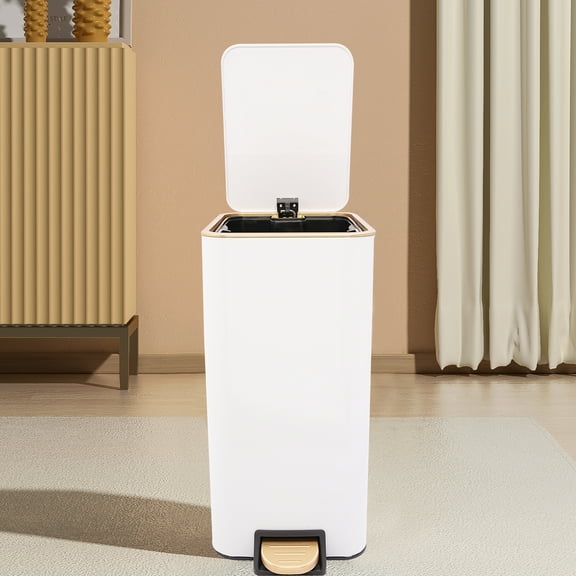 Foot Pedal Trash Can with Hydraulic Quiet Close, 3.17Gal Carbon Steel Body, Pet Proof Lid for Kitchen/Bathroom