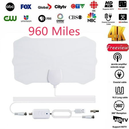 200 Mile Range 4K HDTV 1080P Indoor Digital TV Antenna with Signal Amplifier