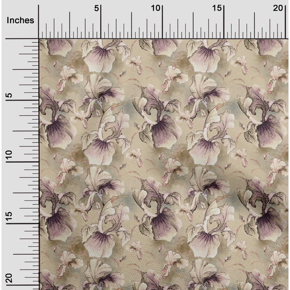 oneOone Georgette Viscose Light Brown Fabric Florals Diy Clothing Quilting Fabric Print Fabric By Yard 42 Inch Wide-P8A