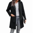 thumbnail image 2 of Women'S Outerwear Fashion Autumn Casual Button Windbreaker Winter Clothing with Pockets Black L, 2 of 6