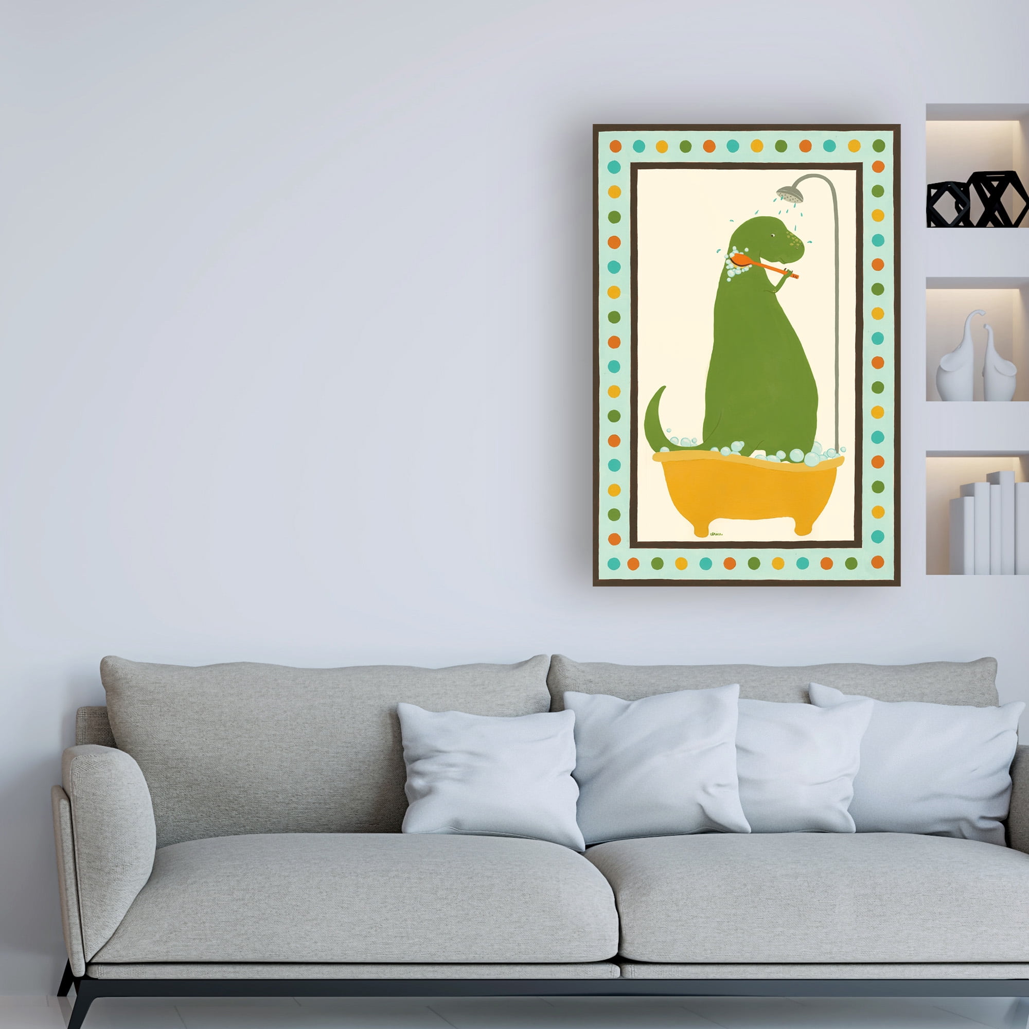 Trademark Fine Art 'Rub A Dub Dino II Childrens Art' Canvas Art by June Erica Vess