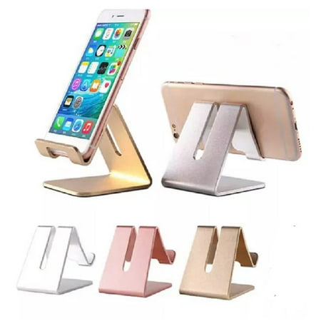 Cell Phone Desk Stand Holder - Aluminum Desktop Solid Portable Universal Desk Stand for All Mobile Smart Phone Tablet Display Huawei iPhone 7 6 Plus 5 Ipad 2 3 4 Ipad Mini Samsung