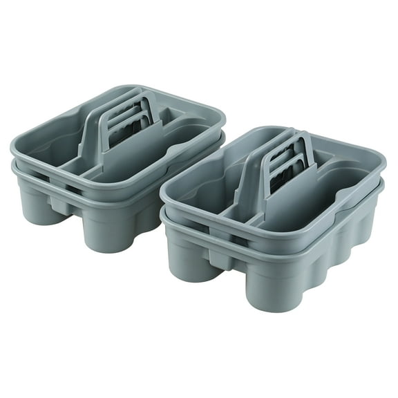 Ionoloy Plastic Cleaning Caddy with Handle, 4 Pack Gray Storage Caddy