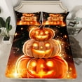 thumbnail image 2 of Feelyou Glitter Gothic Pumpkin Full Size Sheets for Kid, Bling Stars Moon Galaxy Bed Sheets, Happy Halloween Sheet Sets, Super Cozy Room Decor, 4 Pieces, 2 of 7