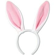 Soft Touch Bunny Ears Accessory Headband, White Pink, One Size, 12 Pack