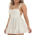 thumbnail image 3 of Robes Mini Décontractées pour Femmes Robe en Dentelle Dos Nu Bandage Ligne A Robe Mini Évasée, 3 of 6