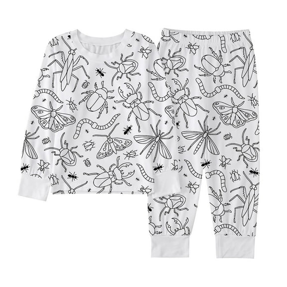 Halloween Fall Clothes Coloring Pajamas - Soft Cotton Viscose 2-Piece Unisex PJs Set, Snug Fit Color Your Own Pajamas