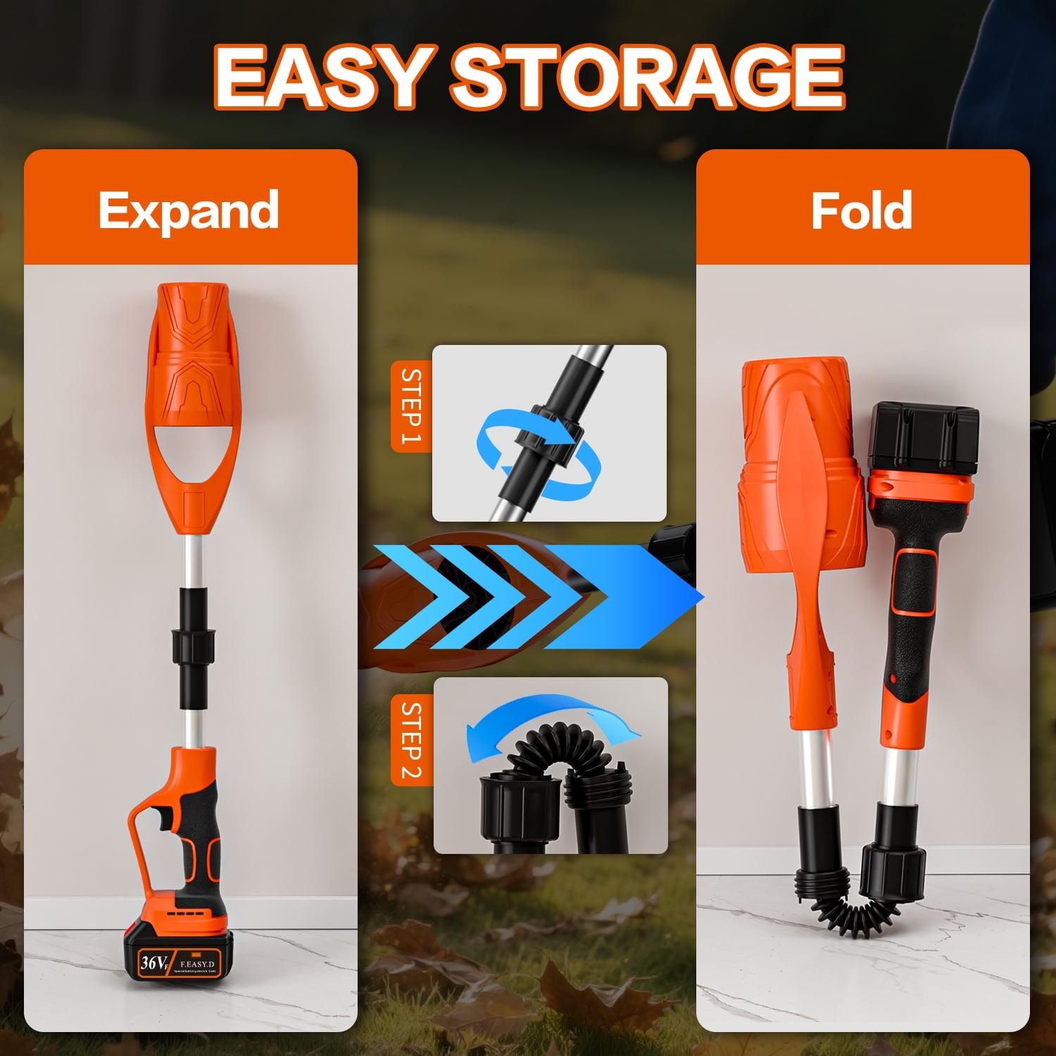 FOUKUS 520CFM Cordless Leaf Blower: 290000RPM Electric Leaf Blower with Fast Charing Batteries and Charger, Foldable Leaf Blower for Blowing Leaves, Patio Cleaning, Lawn Care and Dust